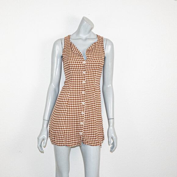 Reformation Brown and White Checkered Mini Dress - Picture 2 of 12